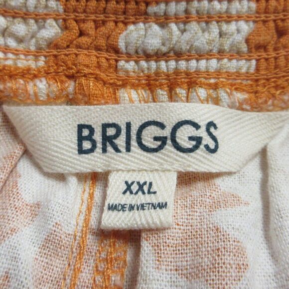 BRIGGS Ladies Linen Blend Shorts Womens XXL Orange Cream Floral Flowers 2XL NWT - Picture 4 of 12